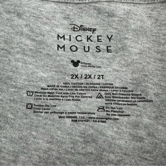 Disney Mickey Mouse Tee Womens 2X Plus Gray Allover Print Shirt Sleeve Tshirt - Picture 4 of 7